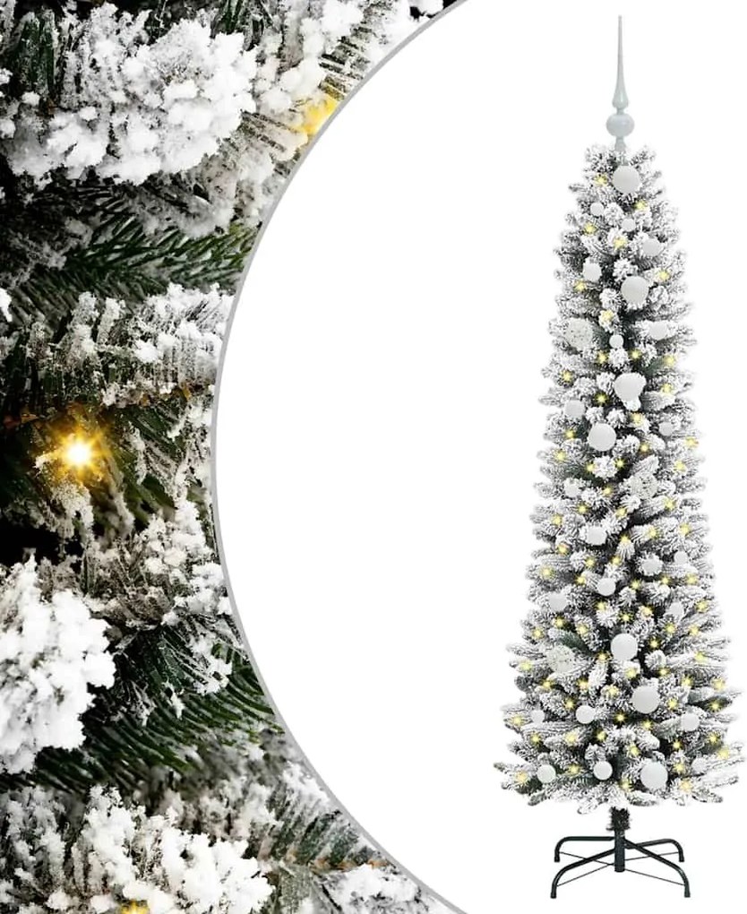 vidaXL Mű karácsonyfa 150 LED-del Fehér 150 cm PVC és Fém és Műanyag