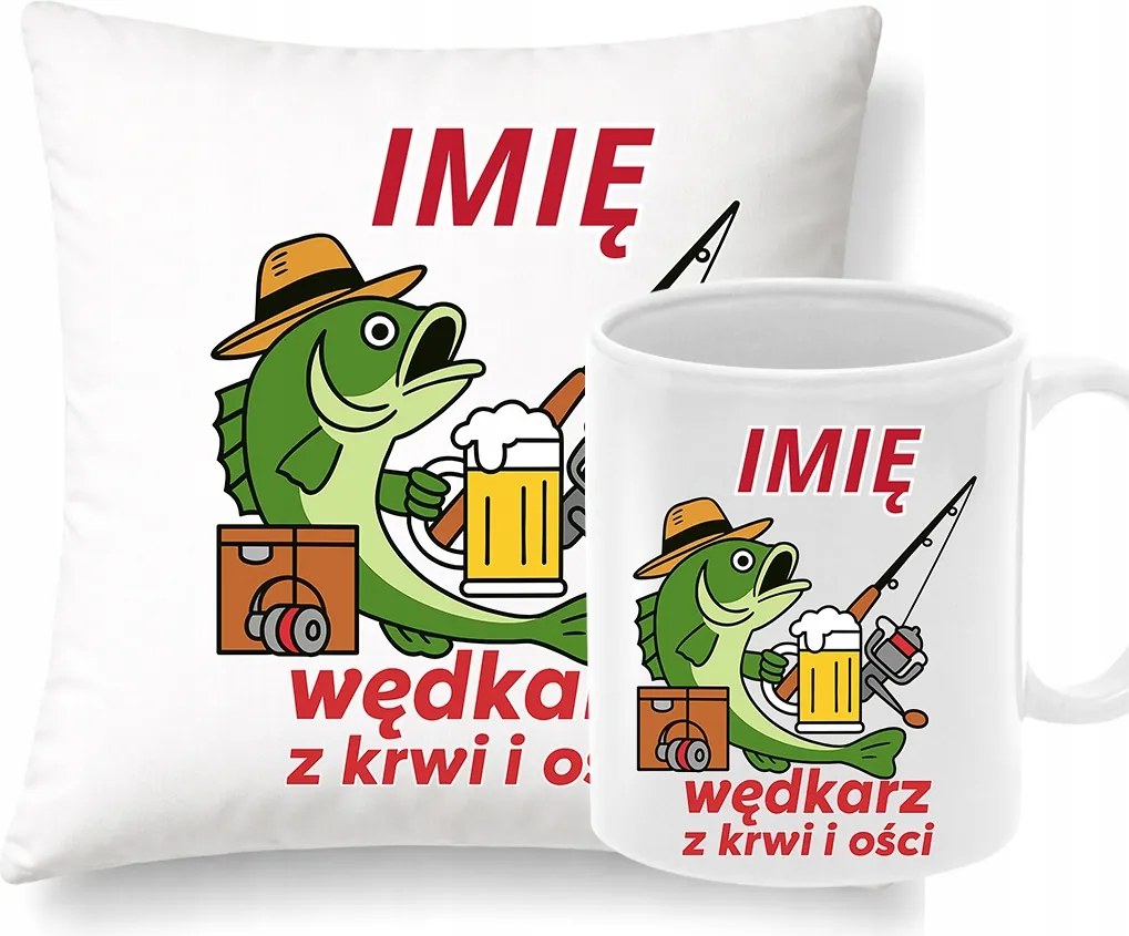 Párna Bögre Névvel ellátott szett Ajándék Horgászoknak Ajándék