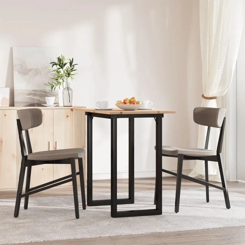 tömör fenyőfa és öntöttvas étkezőasztal O-vázzal 80x50x75 cm