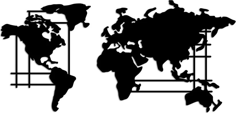 World fém fali dekoráció, 70×33 cm