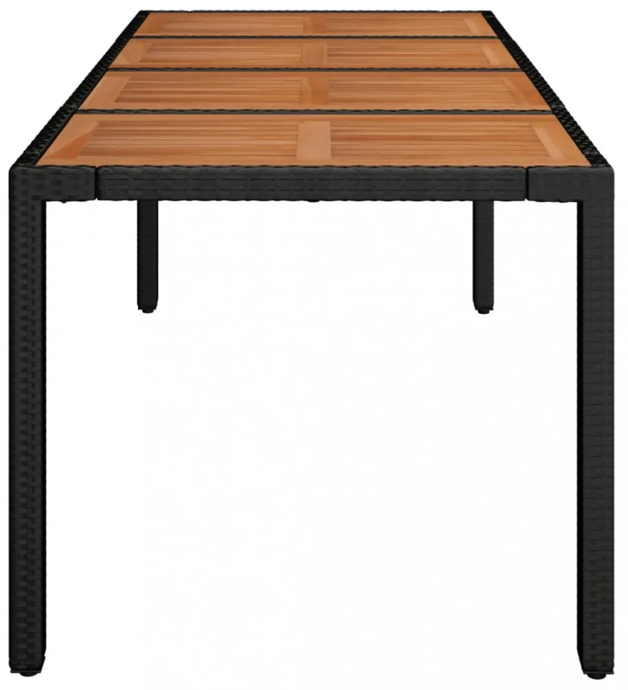 fekete polyrattan falapos kerti asztal 190 x 90 x 75 cm