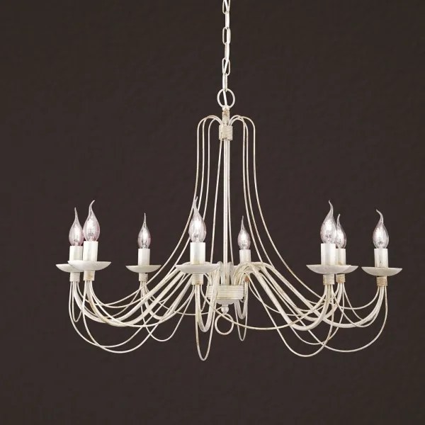 Orion LU 1531/8 - Csillár láncon VELA 8xE14/40W/230V átm. 80 cm fehér/arany/patinás