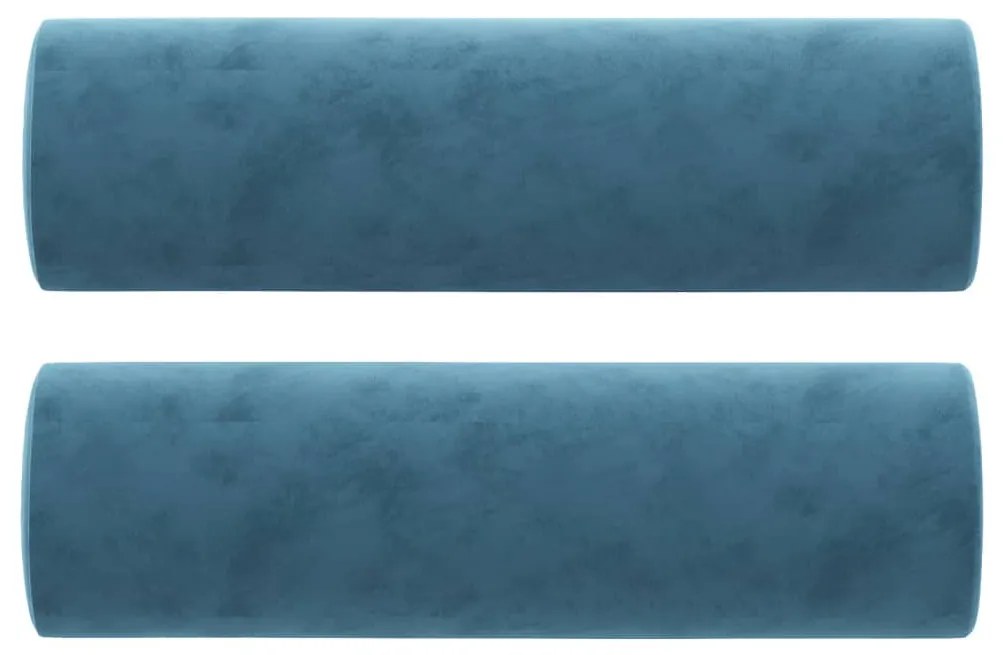 2 db kék bársony díszpárna Ø15x50 cm