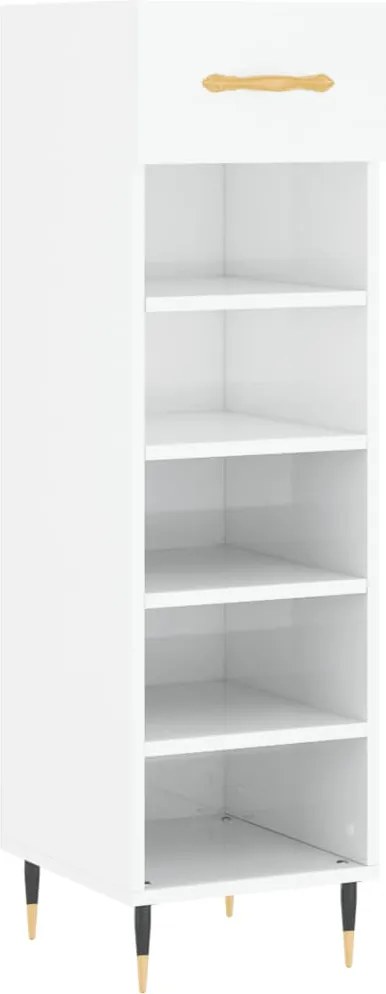 vidaXL magasfényű fehér szerelt fa cipőszekrény 30x35x105 cm