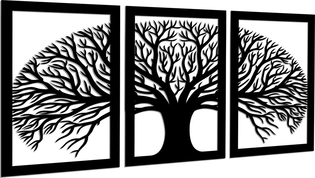 Áttört Falikép Triptichon Fa 120CM 3D