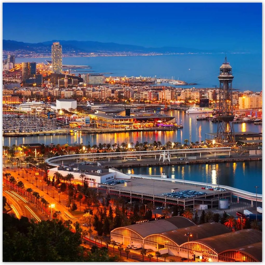 Poszterek 140x140 Barcelona Éjszakai tájkép