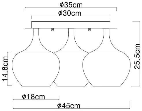 Globo 15548-3DG - Felületre szerelhető csillár MAXY 3xE27/40W/230V réz