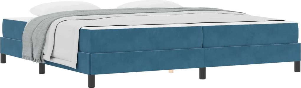 vidaXL Boxrugós ágy matracmal Sötét kék 200 x 220 cm szövet