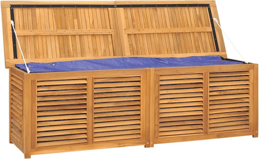 vidaXL tömör tíkfa kerti tárolóláda zsákkal 175 x 50 x 55 cm