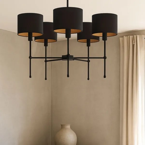 MADELA rúdon szerelt csillár 5xE14/40W/230V fekete