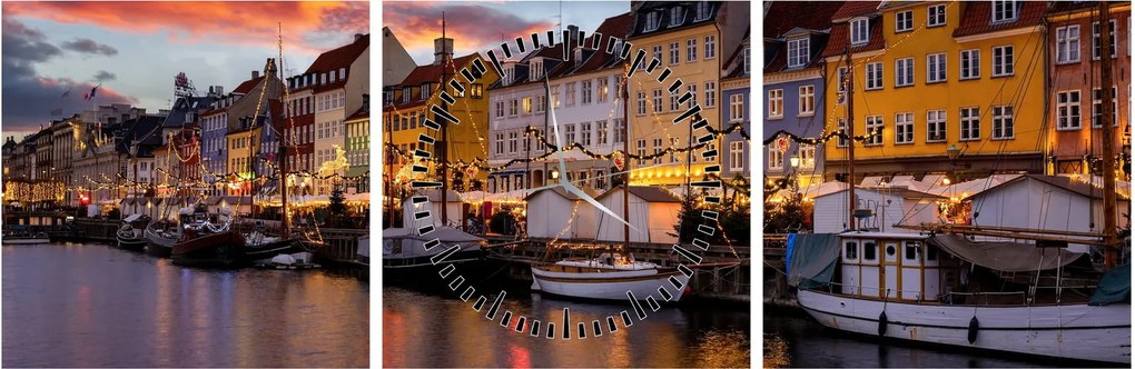 Kép - Nyhavn, Koppenhága (órával) (90x30 cm)