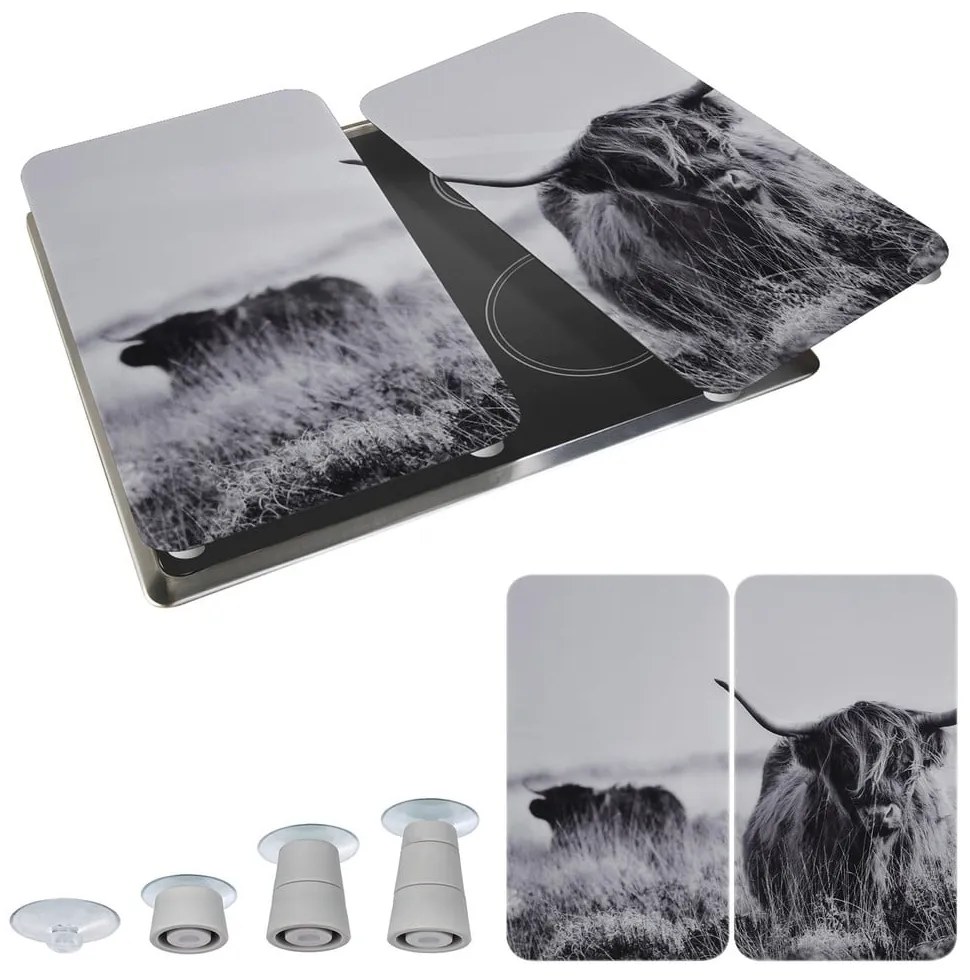Edzett üveg tűzhely fedőlap szett 2 db-os 30x52 cm Universal Highland Cattle – Wenko
