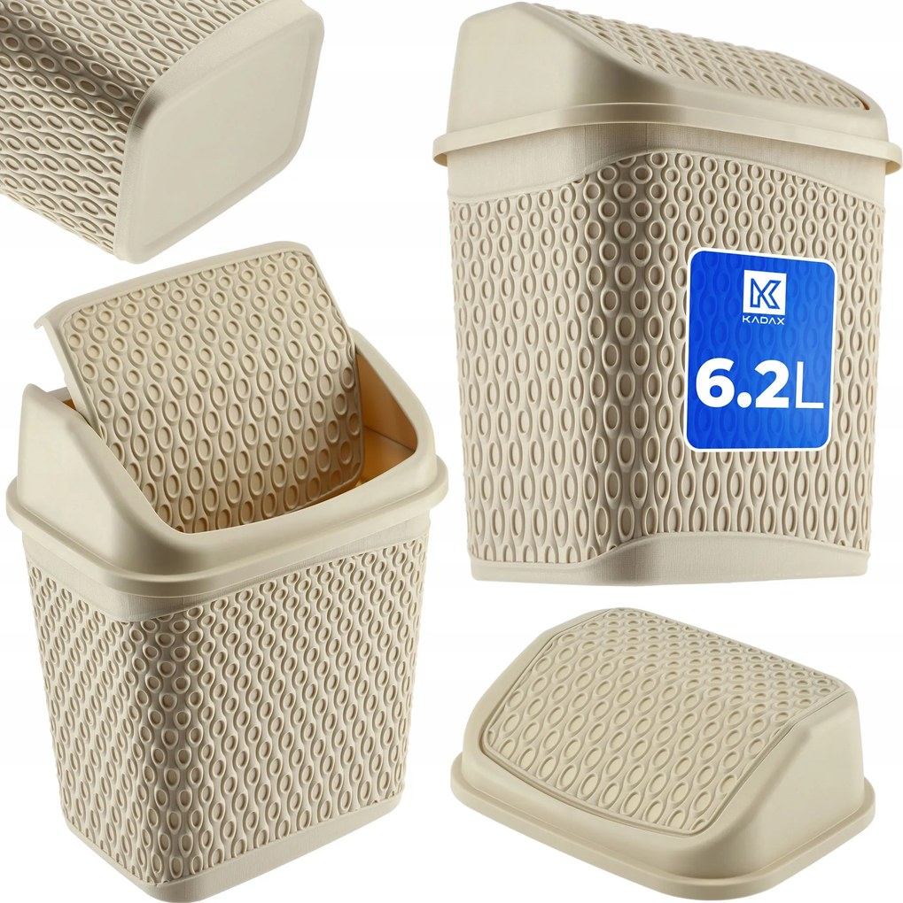 Fürdőszobai Szemetes Kosár Bézs 6,2L Billenő Tartály Fürdőszoba