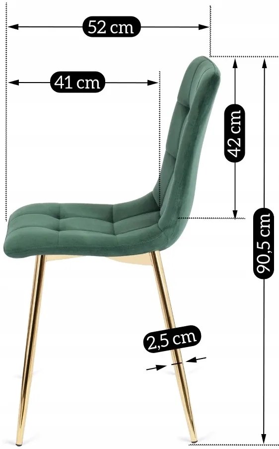 Zöld Bársony Étkezőszék YORK