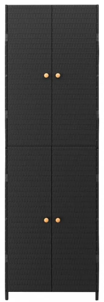 fekete polyrattan kerti tárolószekrény 59 x 40 x 180 cm
