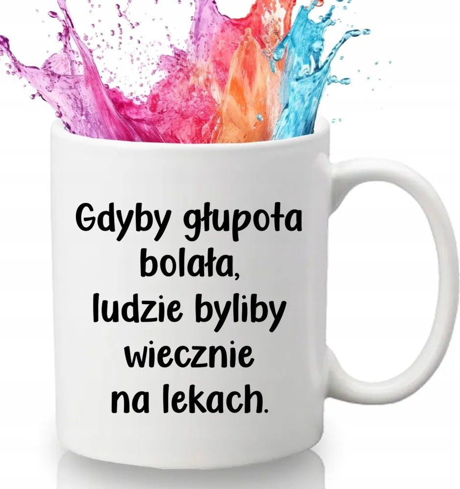 Bögre Fehér 330 ml Kerámia Ajándék Humor Vicces Kütyü Fájdalom Hülyeség