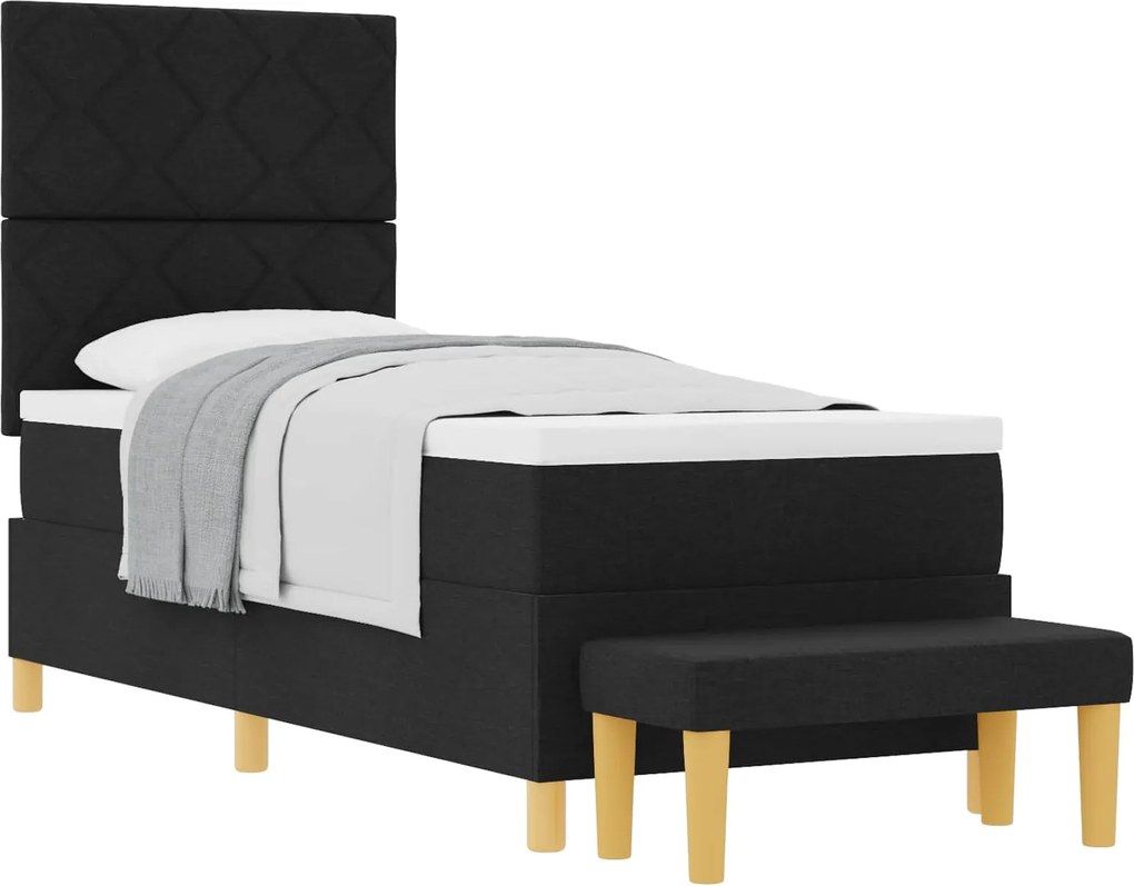 vidaXL Boxrugós ágy matracmal fejtámlával Fekete 80 x 200 cm szövet