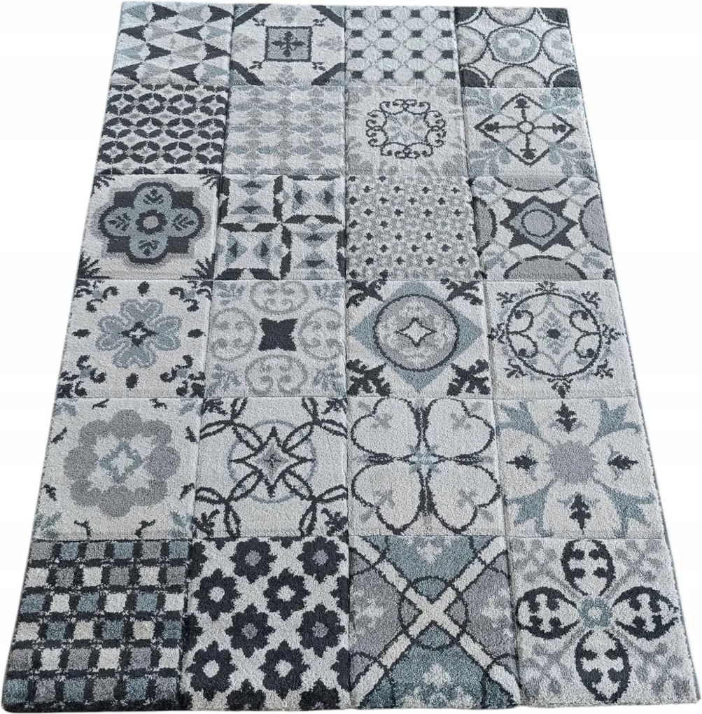 Patchwork szőnyeg nappaliba, 120x170 cm, 3D vágott mintával, puha, vastag