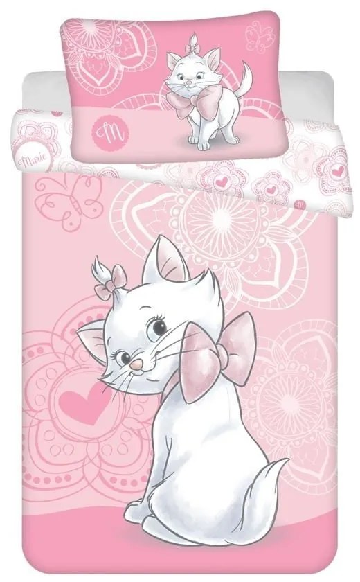 Rózsaszín pamut gyerek ágyneműhuzat babaágyhoz 100x135 cm Marie Cat – Jerry Fabrics