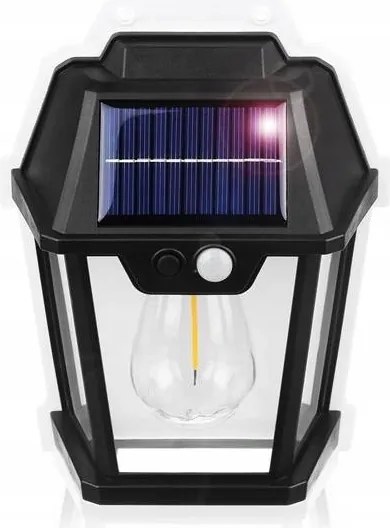 10W-os napelemes fali lámpa,mozgásérzékelő, szürkület, 1200mAh akkumulátor