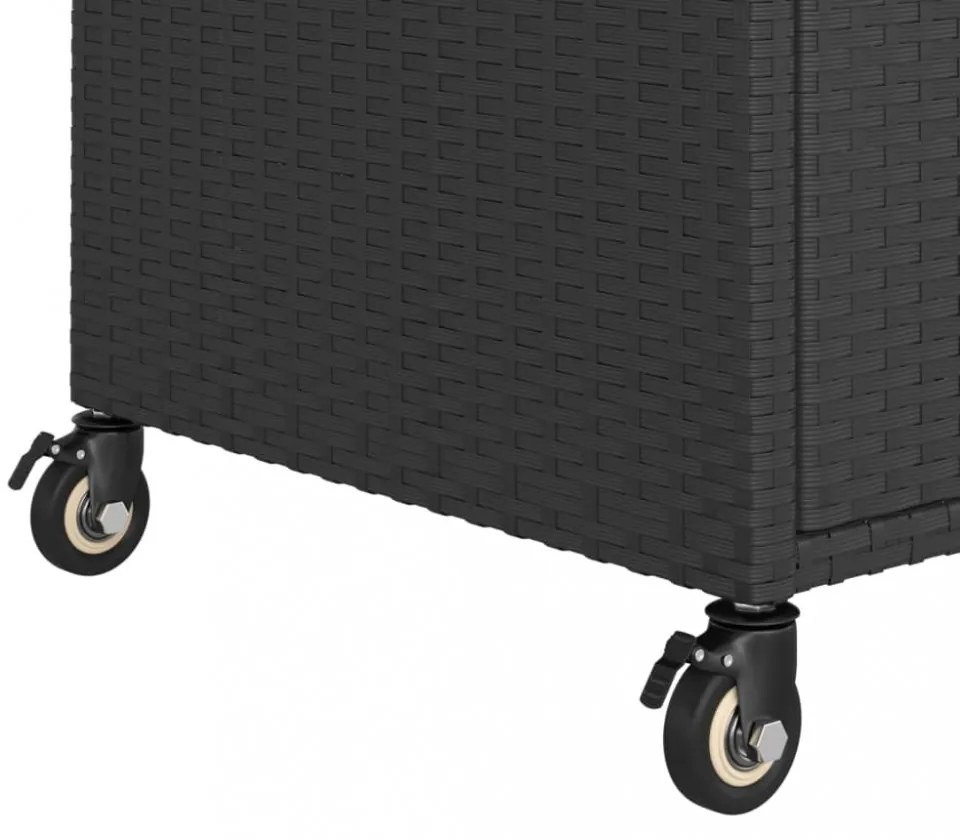 fekete polyrattan bárkocsi fiókkal 100 x 45 x 97 cm