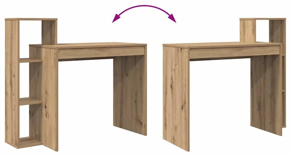 Asztal polcokkal kézműves tölgy 100 x 40 x 90 cm Faanyag