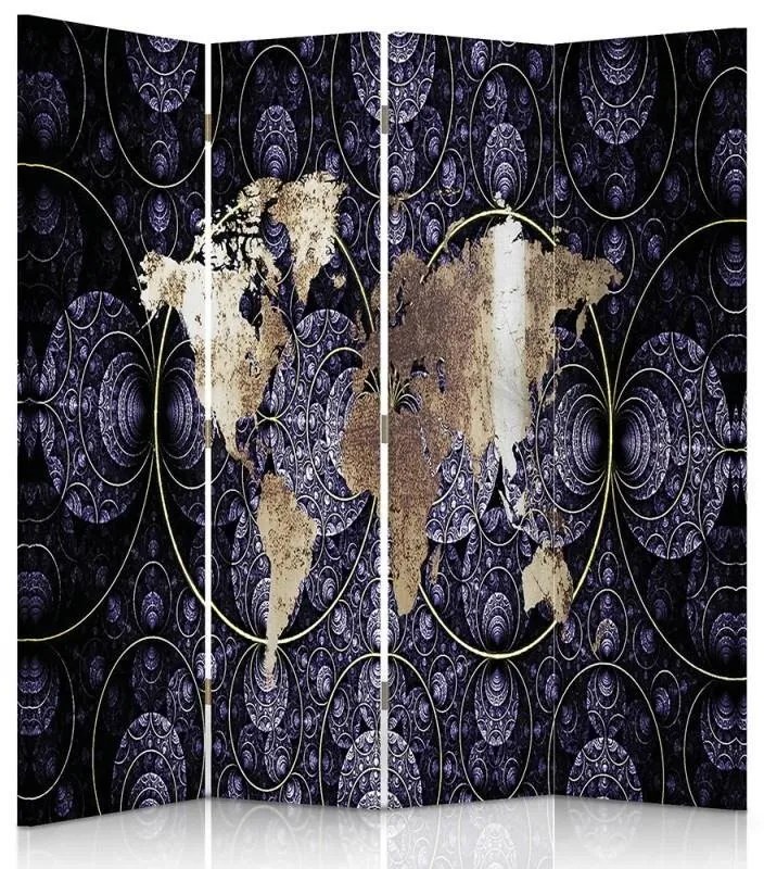 Gario Paraván Elegáns világtérkép Méret: 145 x 170 cm, Kivitelezés: Klasszikus paraván