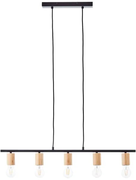 Brilliant - Függőlámpa kábellel KERRY 5xE27/40W/230V fekete/bambusz