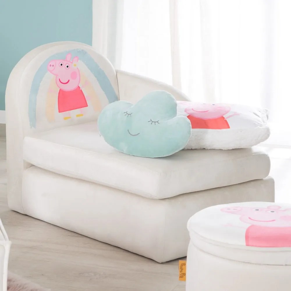 Fehér bársony gyerek kanapé 75 cm Peppa Pig – Roba
