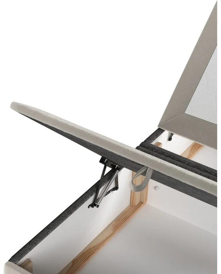 Krémszínű kárpitozott ágyneműtartós franciaágy 160x200 cm Tate – Maison de Rêve