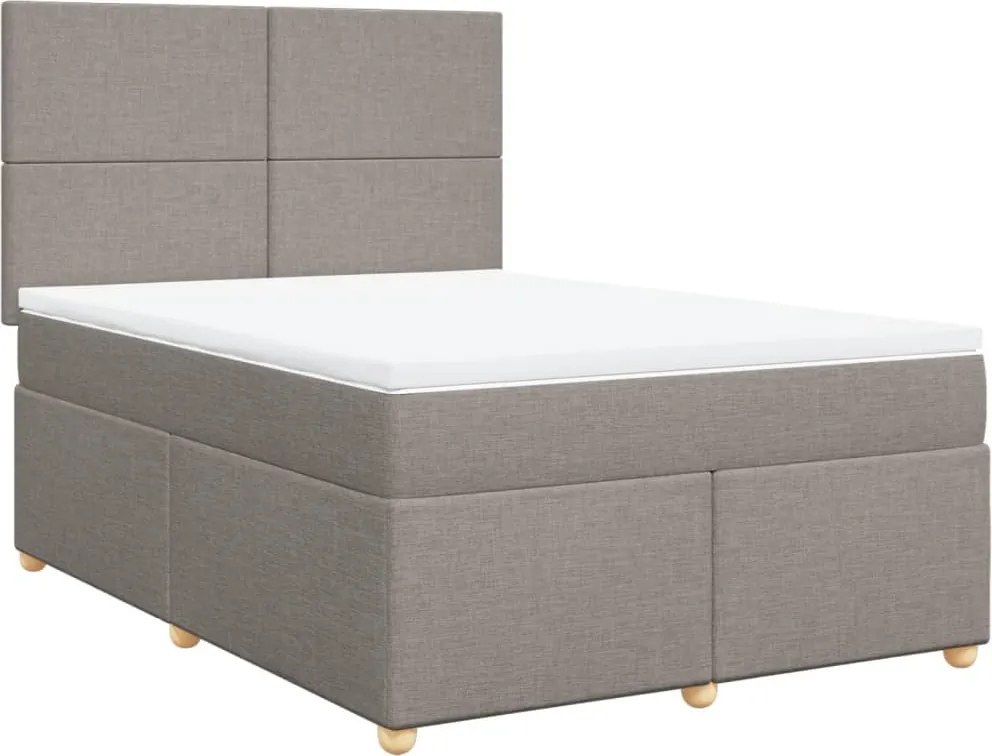 vidaXL tópszínű szövet rugós ágy matraccal 140 x 190 cm