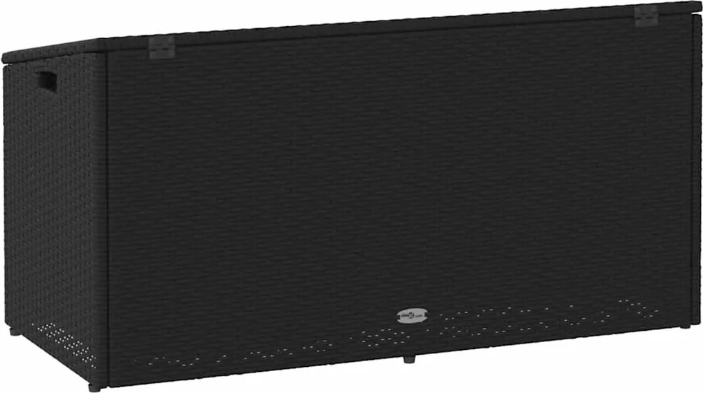 Fekete Polyrattan Kerti Tárolóláda 110 X 50 X 58 Cm