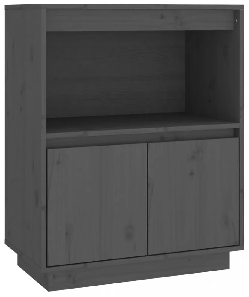 szürke tömör fenyőfa tálalószekrény 60 x 34 x 75 cm