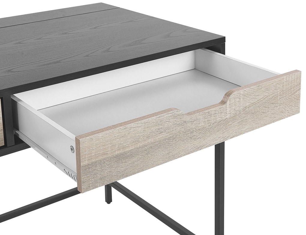 Elegáns Íróasztal Fekete És Világos Fa Színben 120 x 60 cm JENA Beliani