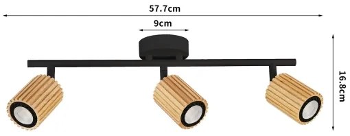 Brilagi - Spotlámpa MODERN WOOD 3xGU10/8W/230V kaucsukfa/fekete