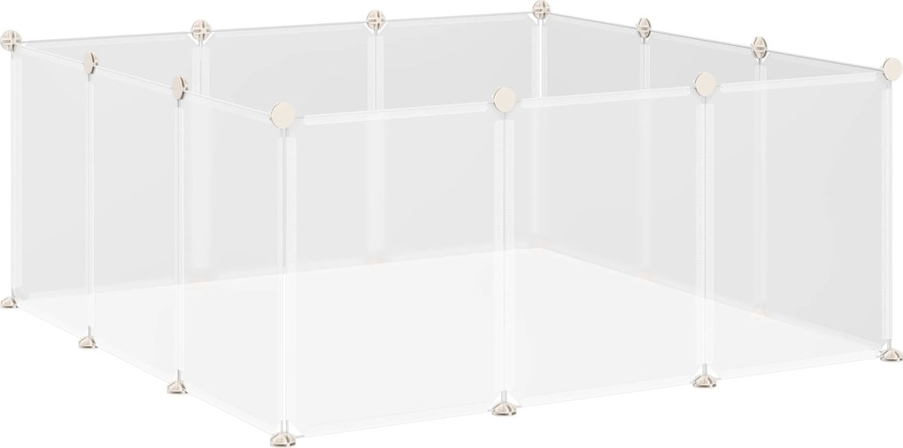 PawHut DIY Szabadjáró Kert 12 Paneles Futókerítés Kisállatoknak 105 x 105 x 45 cm Fehér Fém PP Gyanta | Aosom