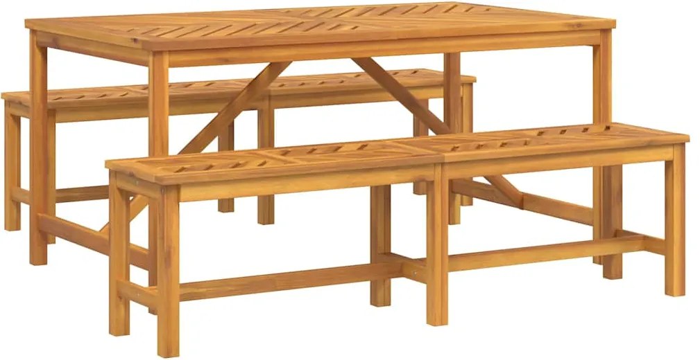 vidaXL Kert étkező szett 3 pcs Barna Tömör Akácfa