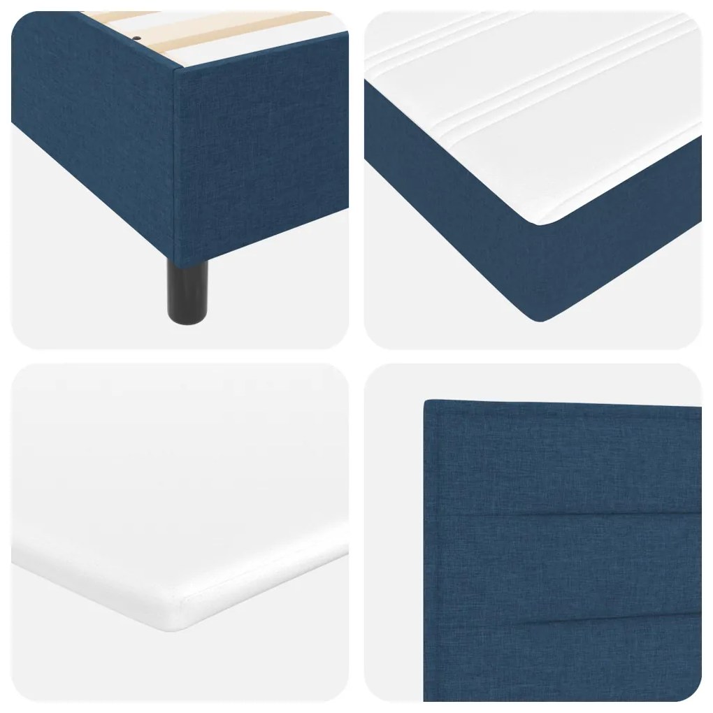 Boxspring Ágy Mattal Kék 200x200 cm Textil