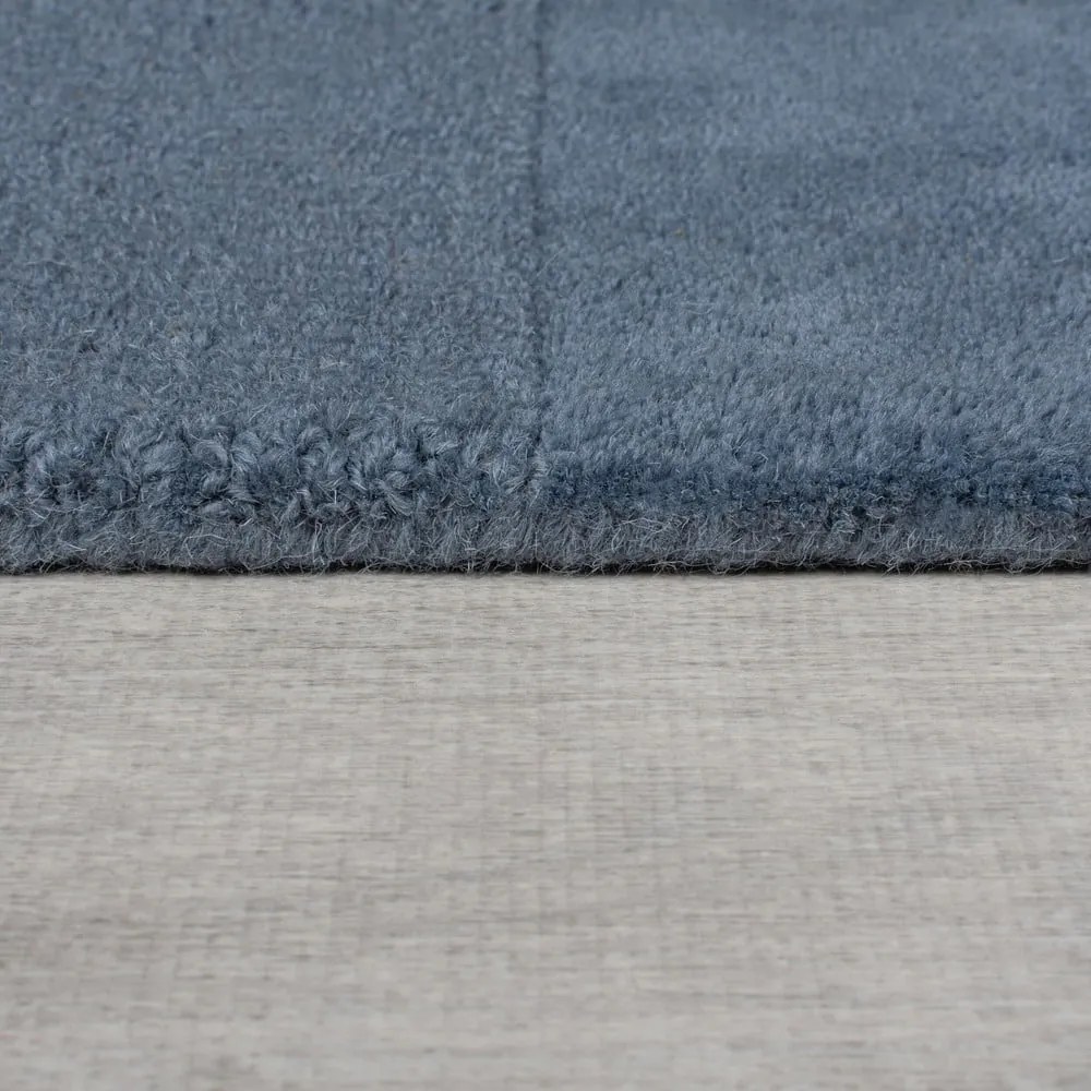 Sötétkék kézi szövésű gyapjú szőnyeg 200x290 cm Checkerboard – Flair Rugs