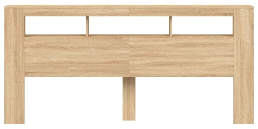 sonoma tölgy színű szerelt fa LED-es fejtámla 220x18,5x103,5 cm