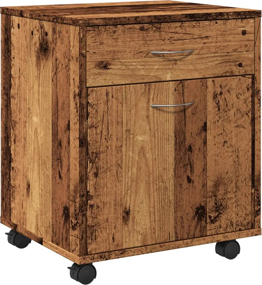 vidaXL antik fa színű szerelt fa kerekes szekrény 45 x 38 x 54 cm