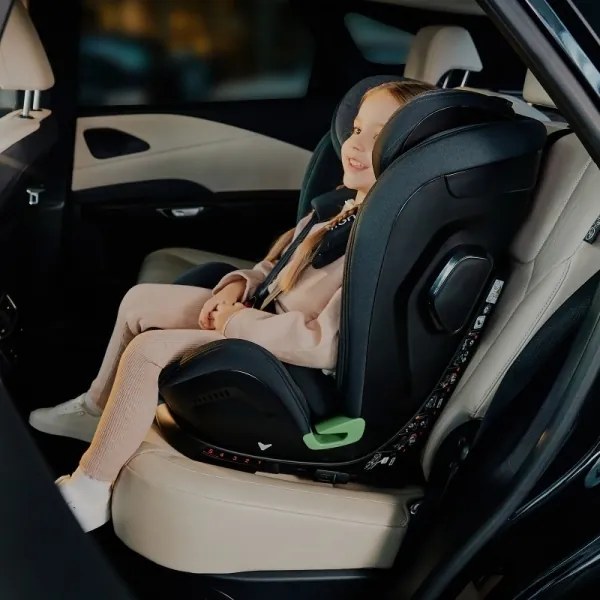 Lionelo - Forgatható autósülés alappal HARPER i-Size 76-150 cm Black Carbon