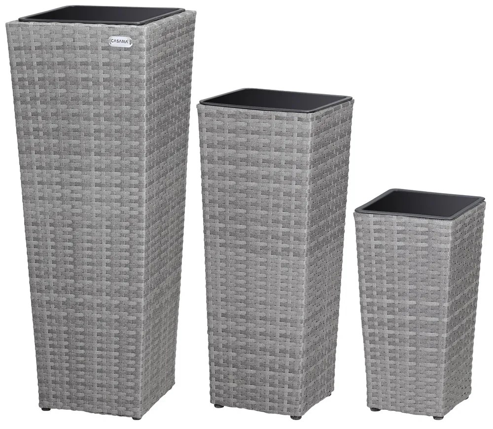 Casaria® 3 darabos virágtartó készlet - szürke