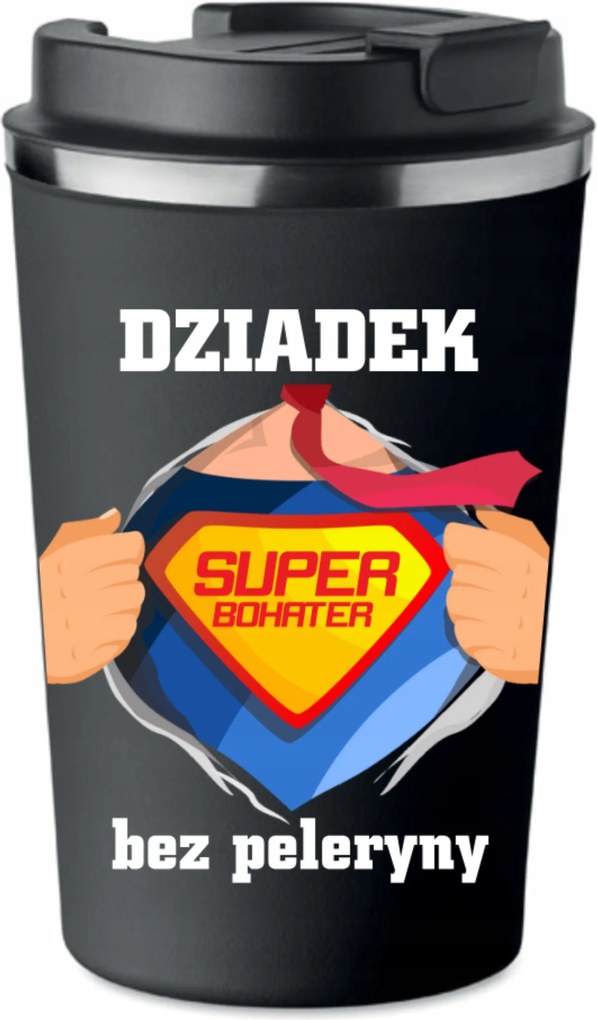 Prémium termo bögre fekete Nagypapa Hős ajándék Nagypapa napja KT_256