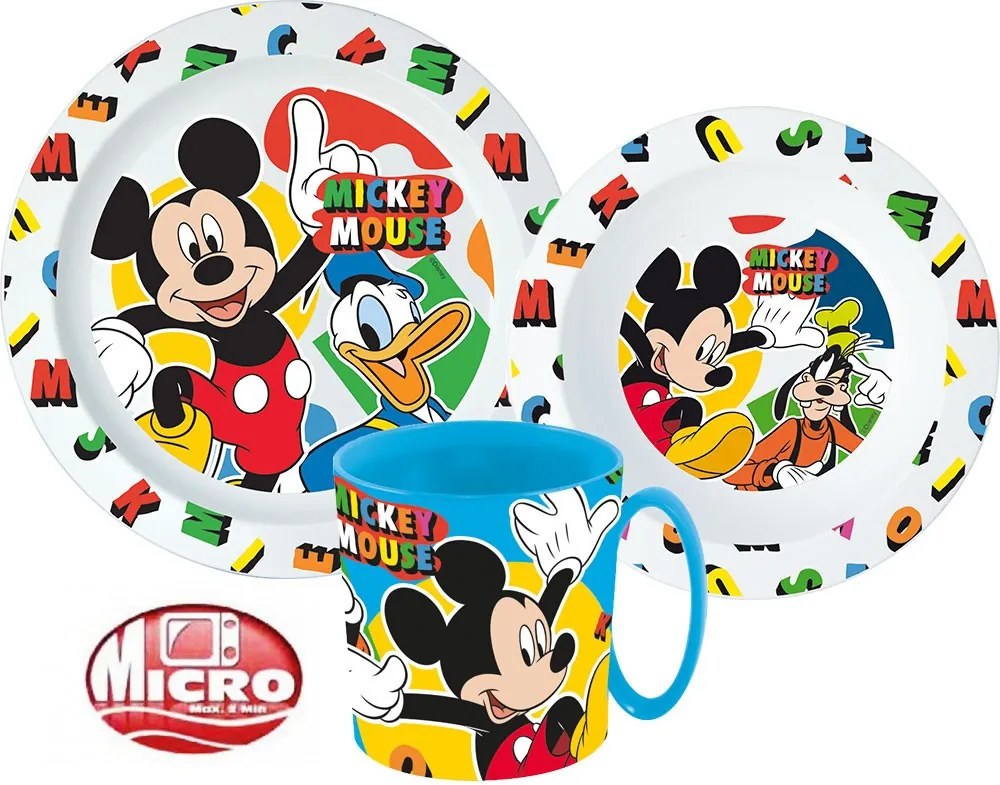 Disney Mickey Cool Summer étkészlet, micro műanyag szett bögrével 350 ml