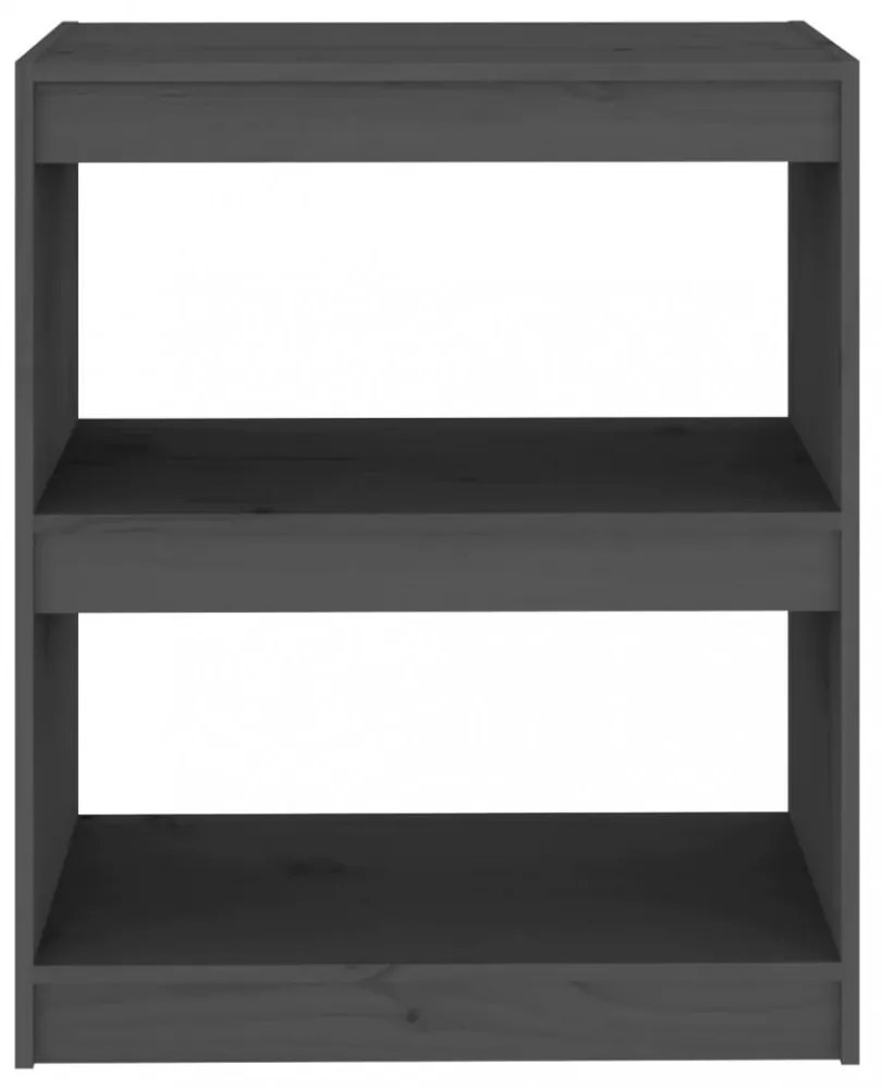 szürke fenyőfa könyvszekrény/térelválasztó 60 x 30 x 71,5 cm