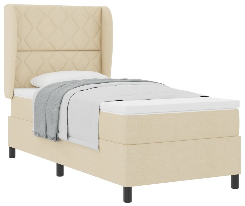 Boxspring Ágy Matrac Készlettel - Krém 100x200 cm Szövet