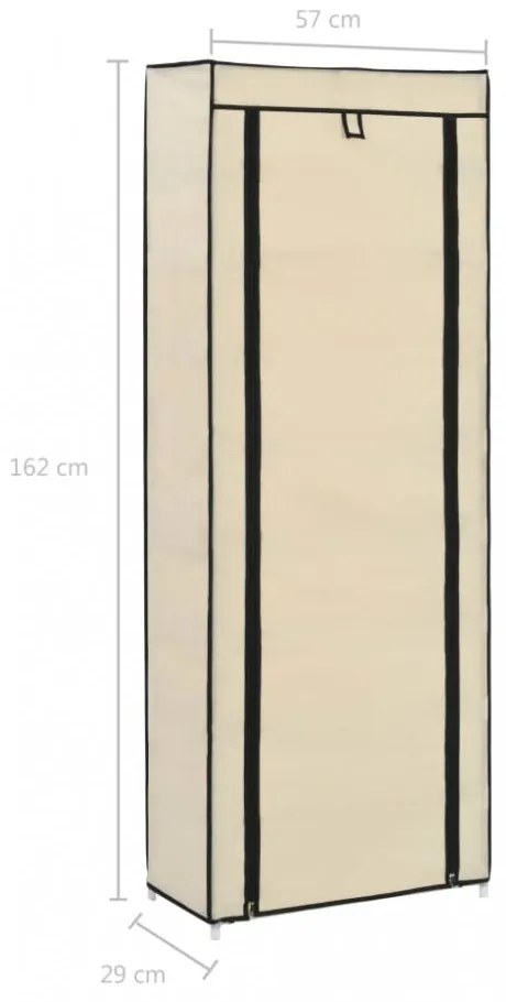 krémszínű szövet cipőszekrény borítóval 57 x 29 x 162 cm