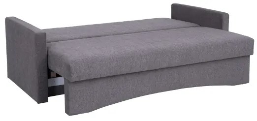 PAUL kárpitozott, háromszemélyes, kihúzható kanapé mindennapi alváshoz, karfás, szürke