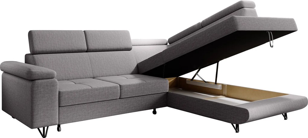 Kinyitható ülőgarnitúra, világosszürke, jobbos, JOGI ROH